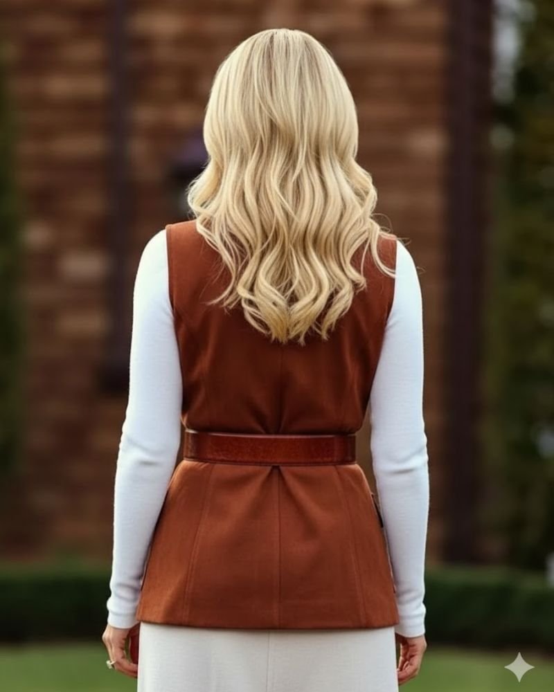 The Beast in Me Brittany Snow Brown Suede Vest Trendy Outerwear