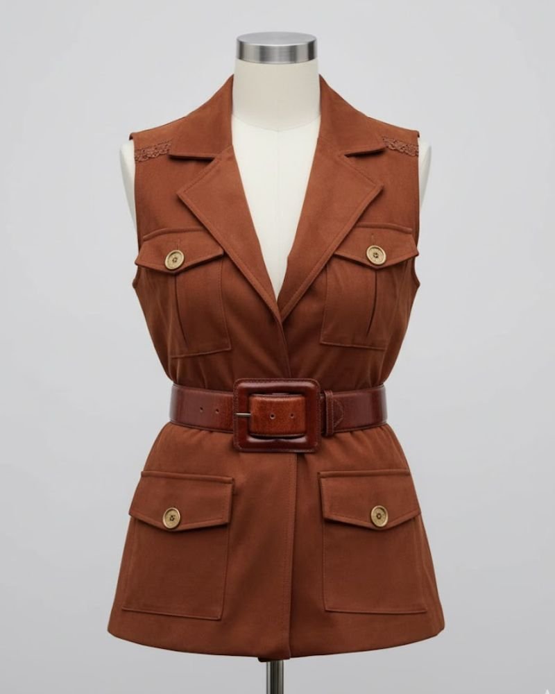 Snow Brown Suede Vest Trendy Outerwear