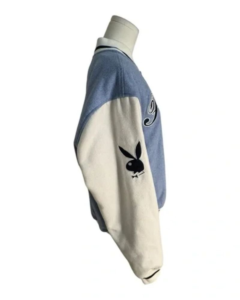 PacSun Playboy Blue Letterman Jacket  Classic Retro Look