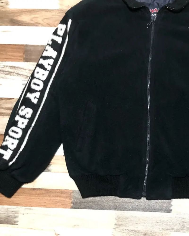 Playboy Sport Black Bomber Jacket  Retro Athletic Look