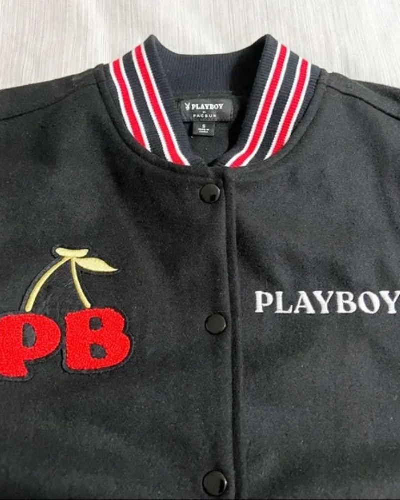 Playboy Love Club Letterman Bomber Jacket  Stylish Streetwear Look