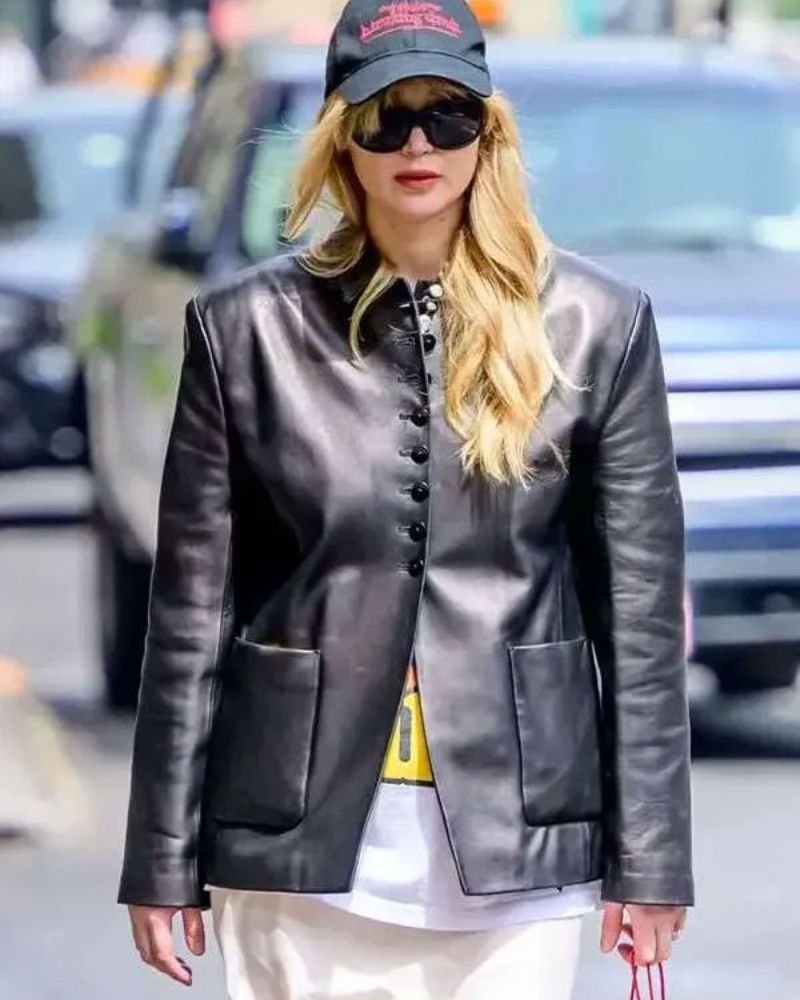 NYC 2025 Jennifer Lawrence Leather Warner Blazer