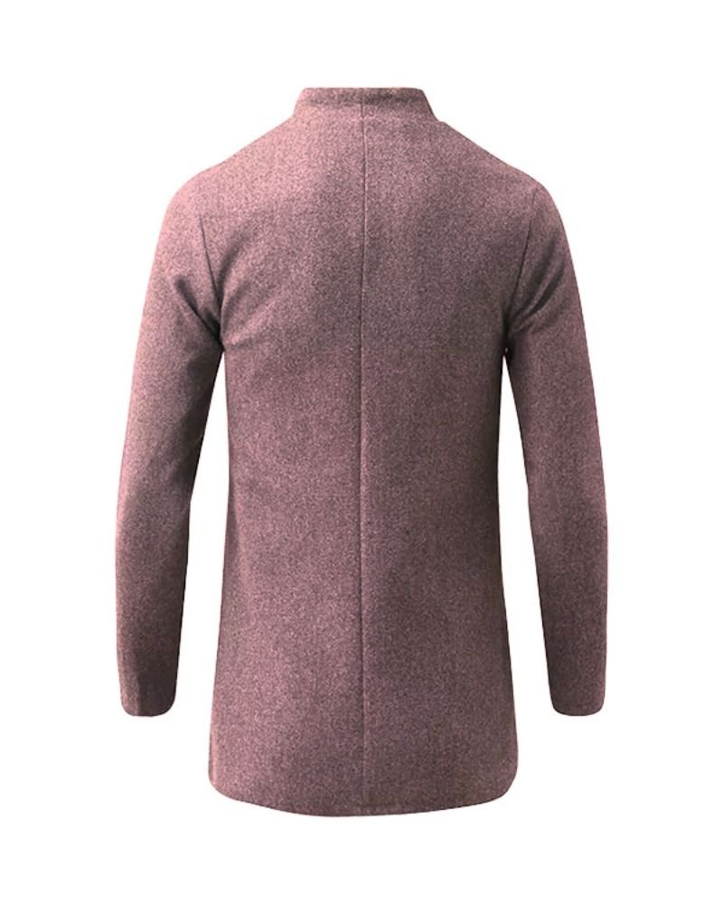 Men’s Pink Wool Trench Coat  Elegant Long Winter Fashion