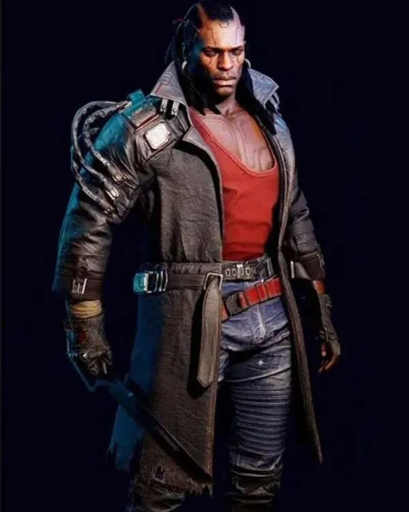 Placide Brown Trench Coat from Cyberpunk 2077  Gamer Cosplay Outfit