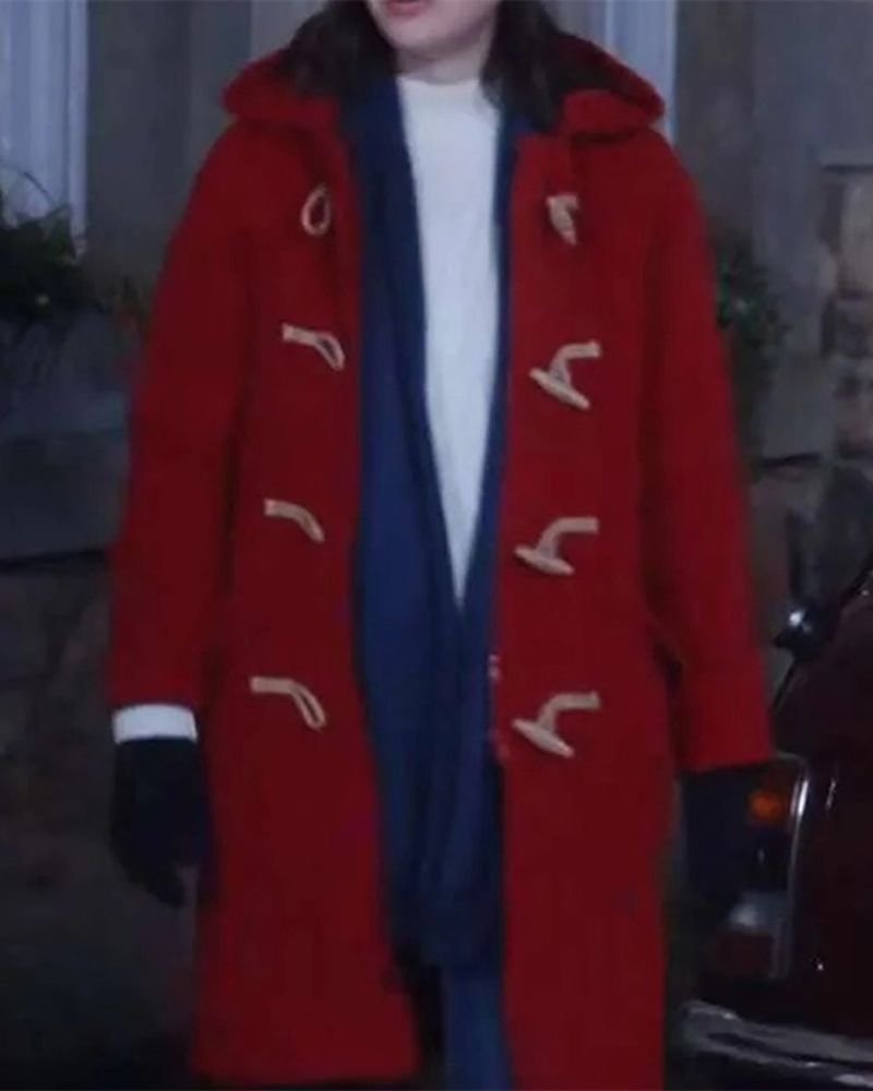 Stylish Wool Red Coat Inspired by Jill Winternitz in Christmas in Scotland