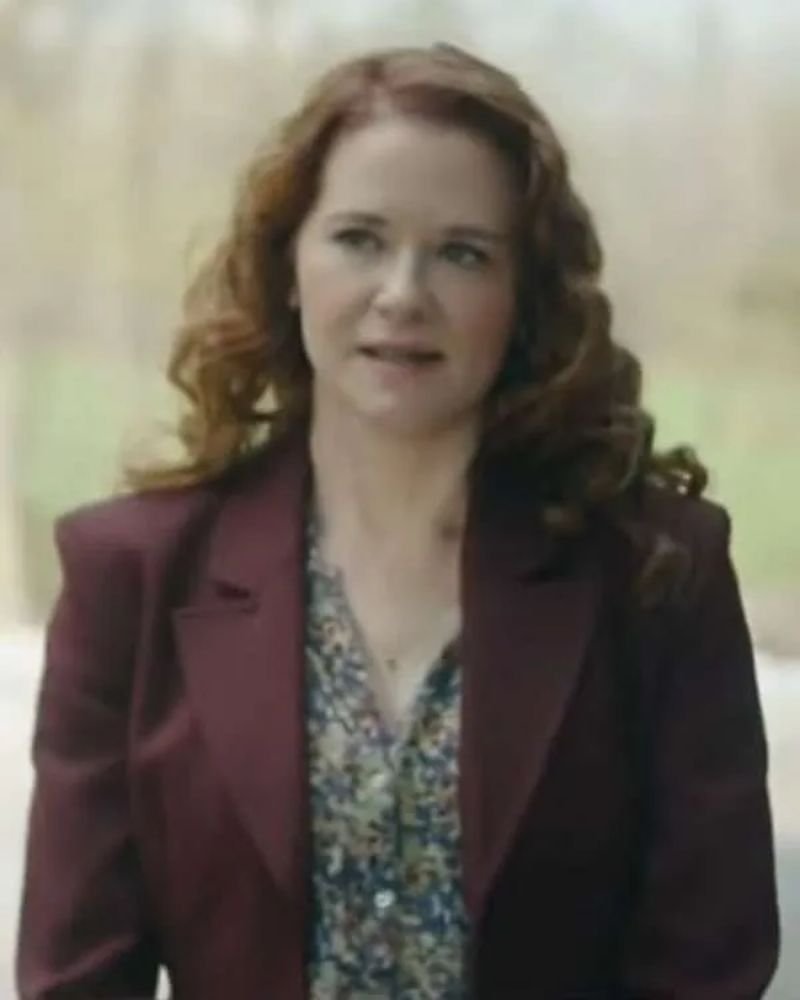 Sarah Drew Maroon Trench Coat  Classic Celebrity Style from Only Murders in the Building