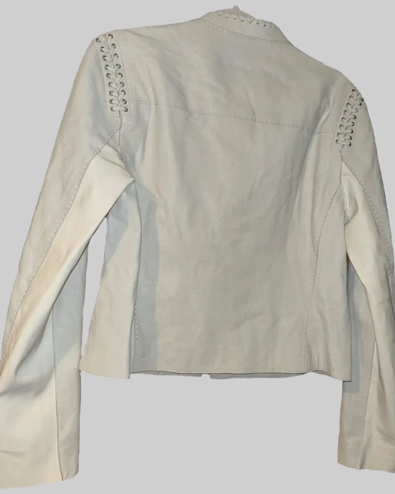 Chuck Lara Axelrod White Leather Jacket  Billions Inspired Women’s Fashion