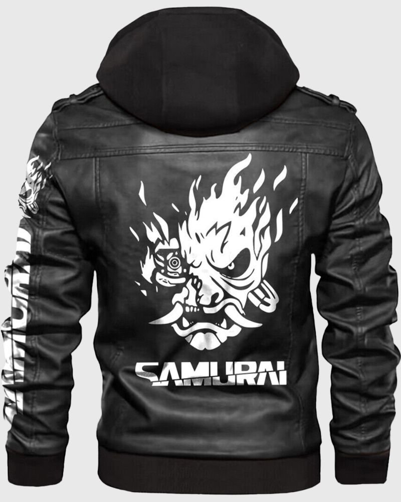 Cyberpunk Black Samurai Leather Jacket  Futuristic Style
