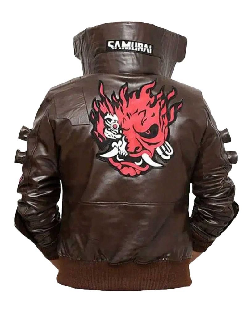 2077 Samurai Leather Jacket  Futuristic Cosplay Jacket