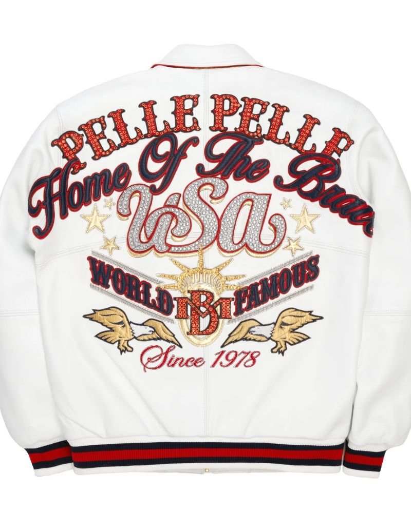 Stars and Stripes Pelle Pelle Men’s Jacket White Leather Edition