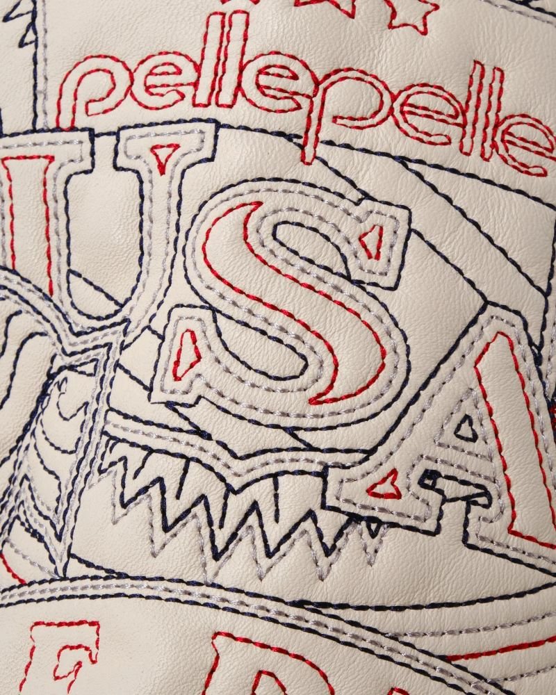 America Quilted Ivory Leather Jacket by Pelle Pelle  Urban Fashion Essential