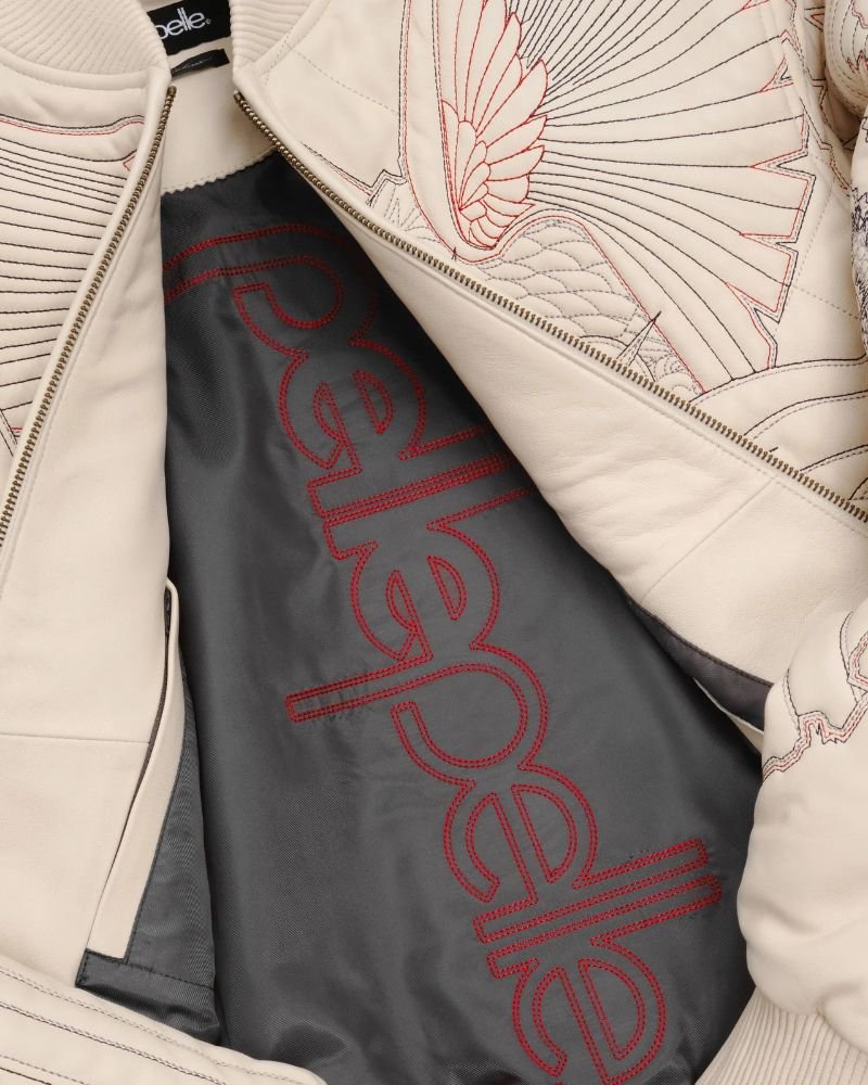 America Quilted Ivory Pelle Pelle Leather Jacket