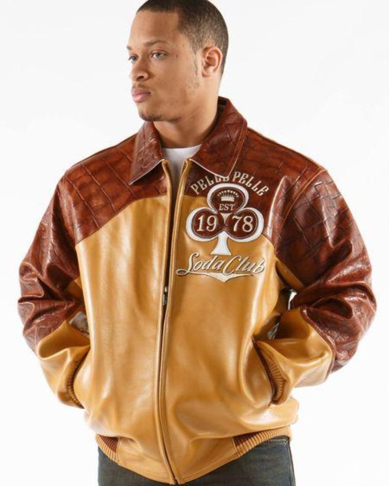 Pelle Pelle New Soda Club Tim Tan varsity Jacket