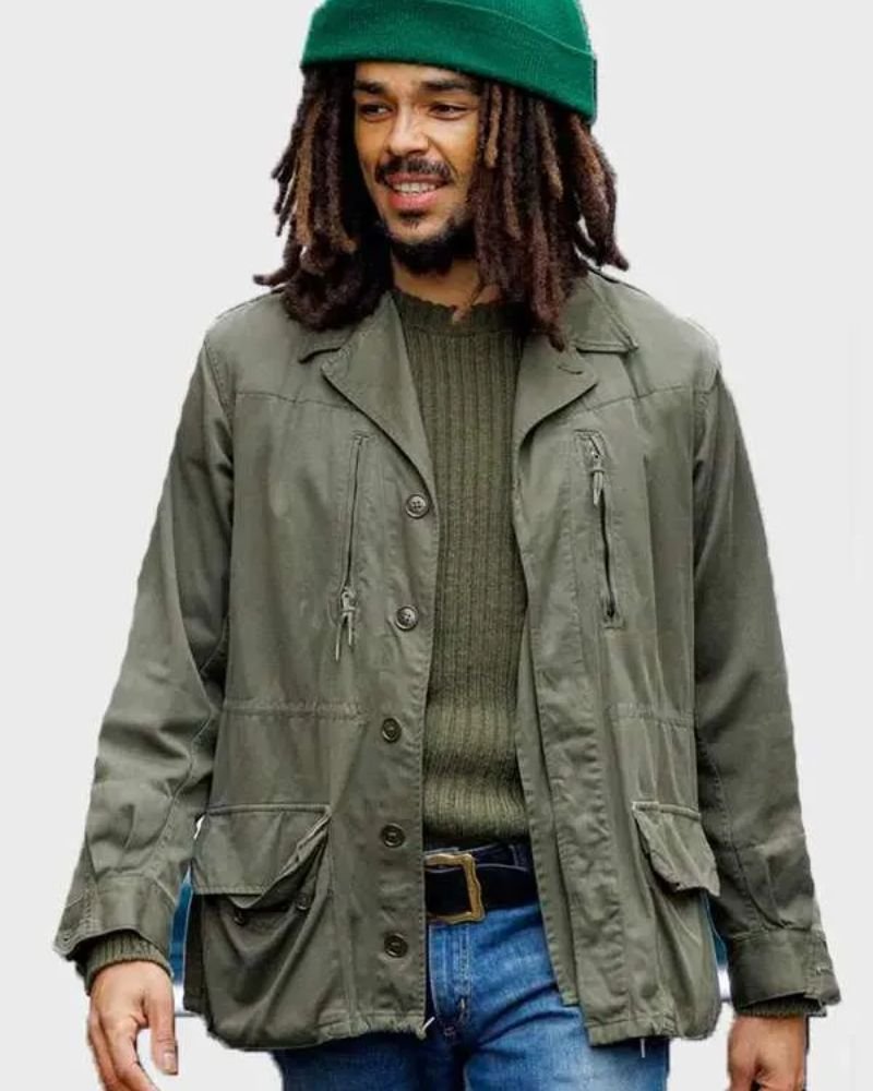 Kingsley Ben-Adir Inspired Green Jacket  Bob Marley One Love Edition