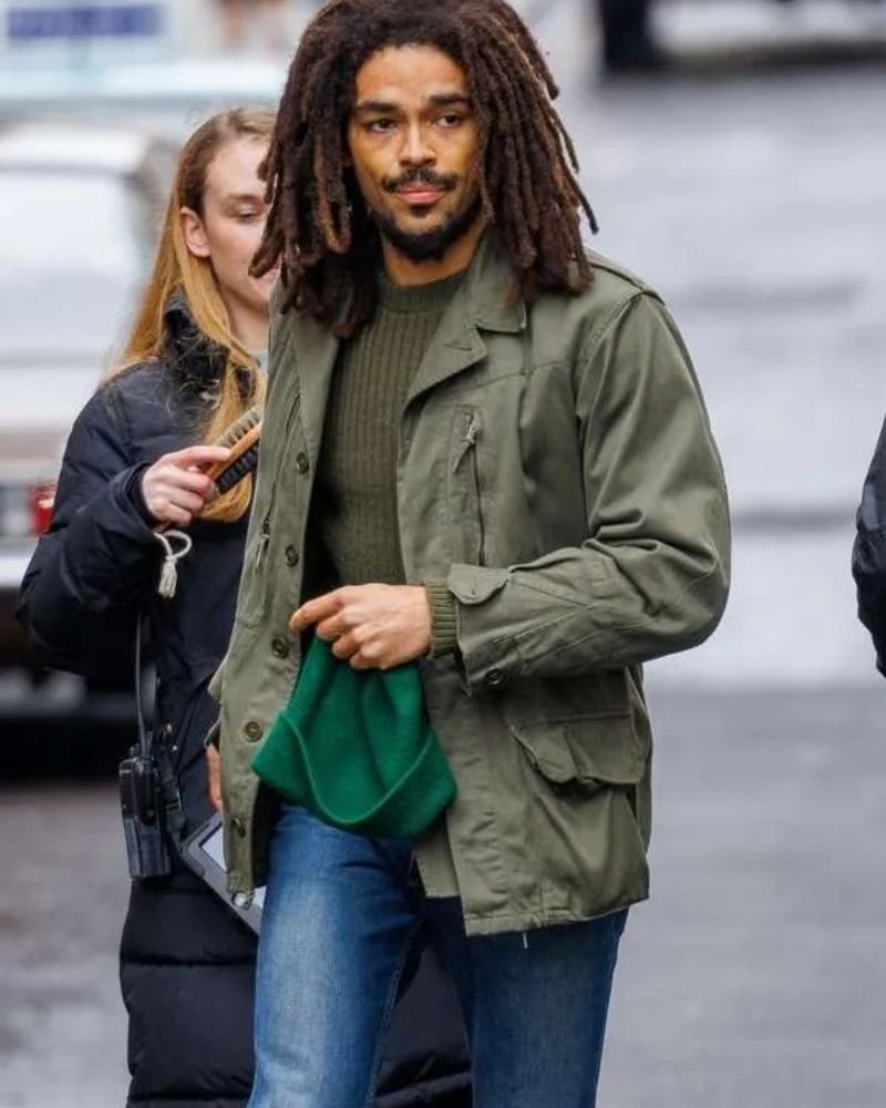 Kingsley Ben-Adir Bob Marley One Love Green Jacket  Iconic Movie Style