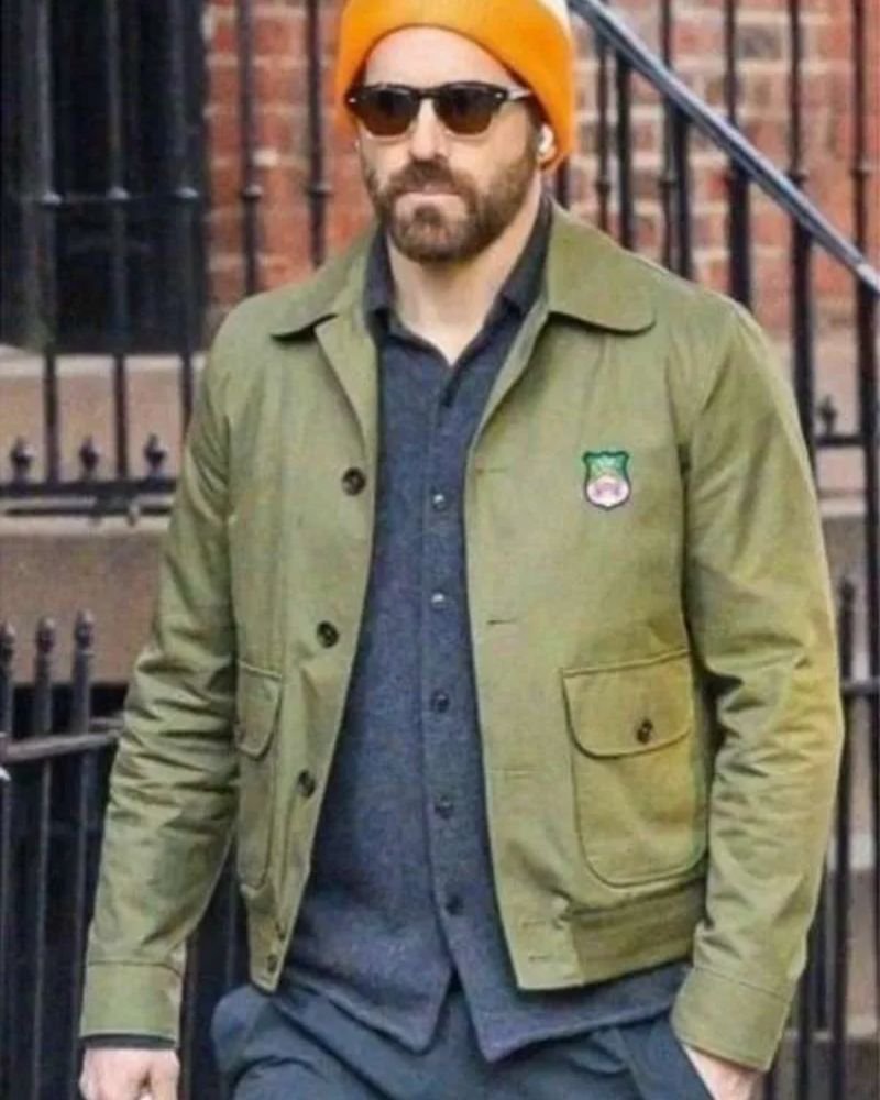 Stylish Green Cotton Jacket Inspired by Ryan Reynolds