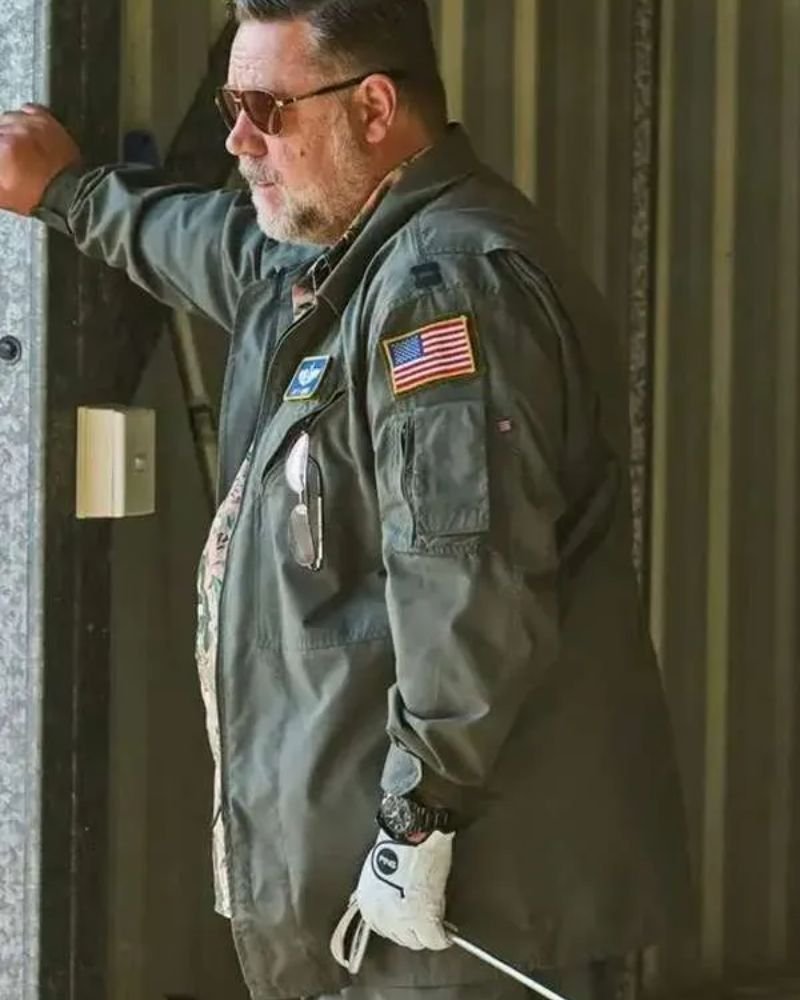 Stylish Green Jacket from Land of Bad  Russell Crowe Signature Look