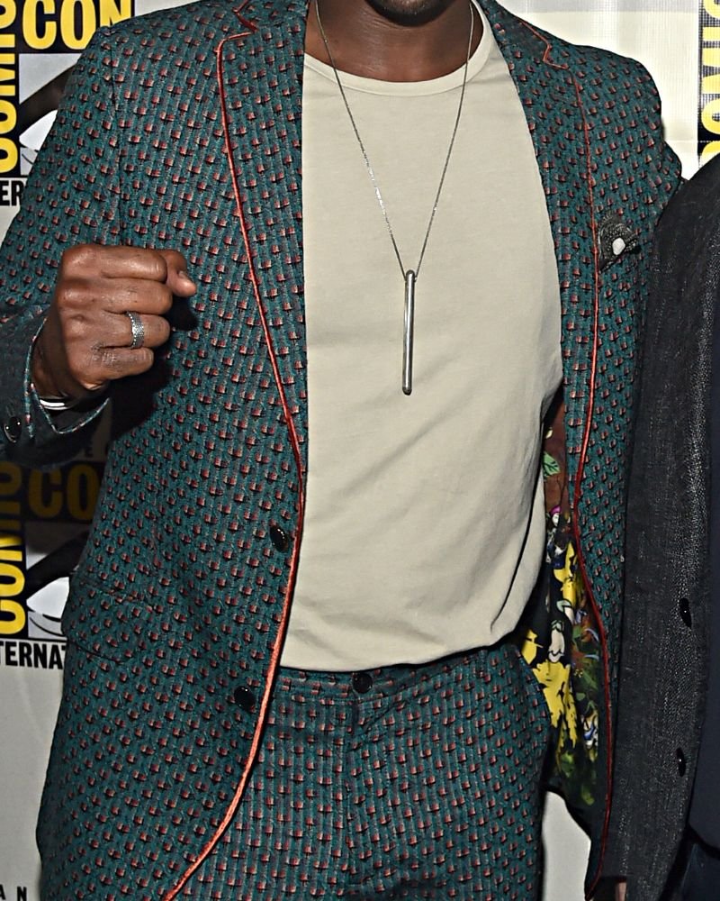 Mahershala Ali Blade Teal Patterned Suits