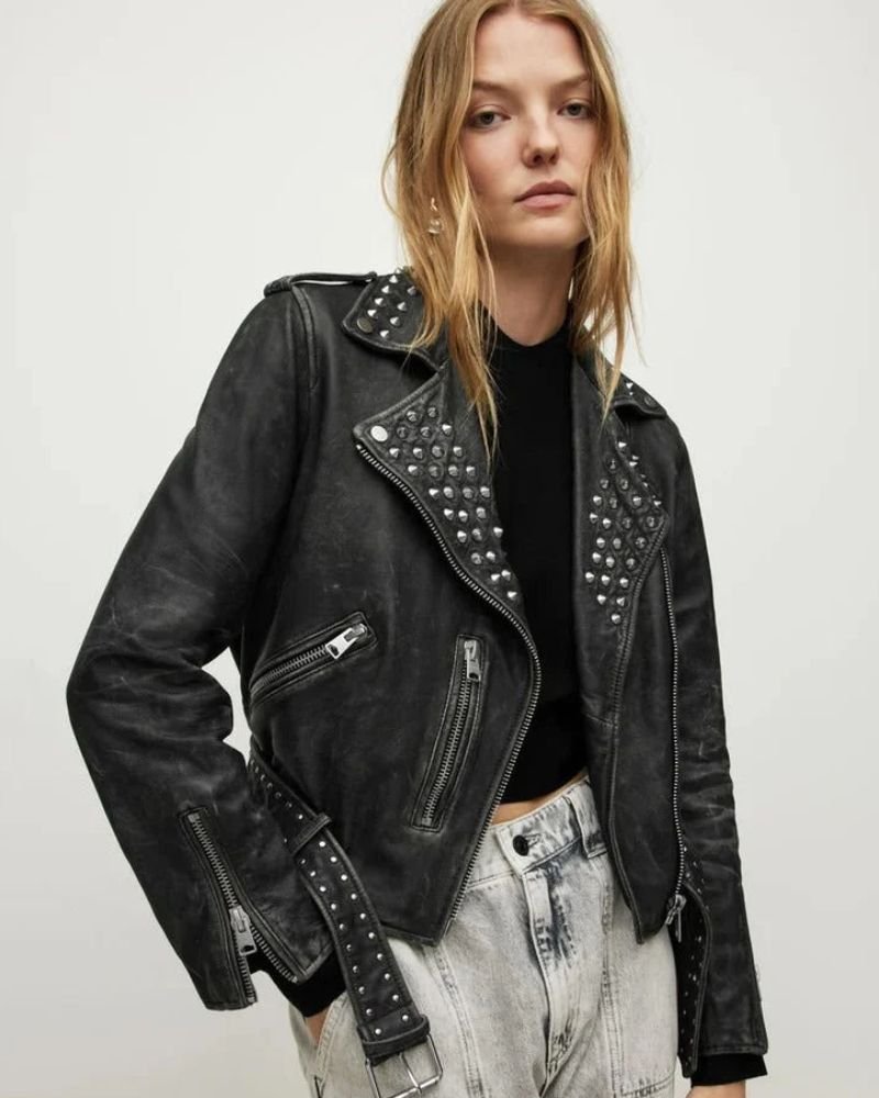 Distressed Black Leather Jacket