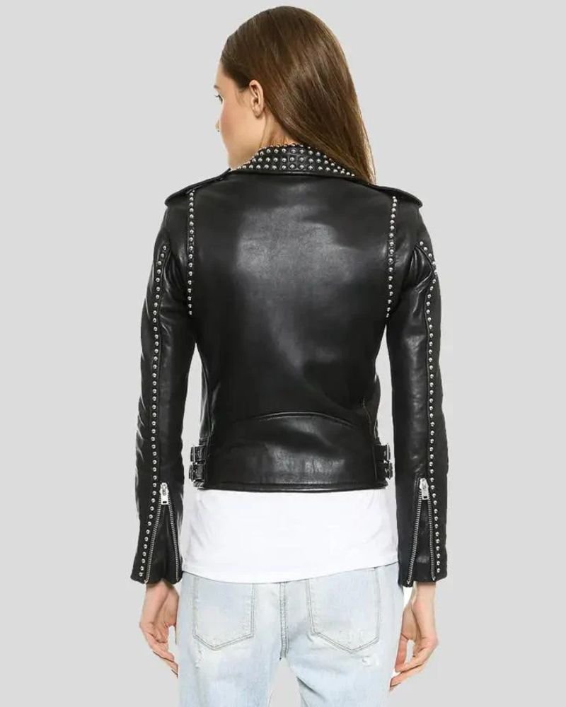 Black Leather Jacket with Metal Stud Accents – Sleek Look