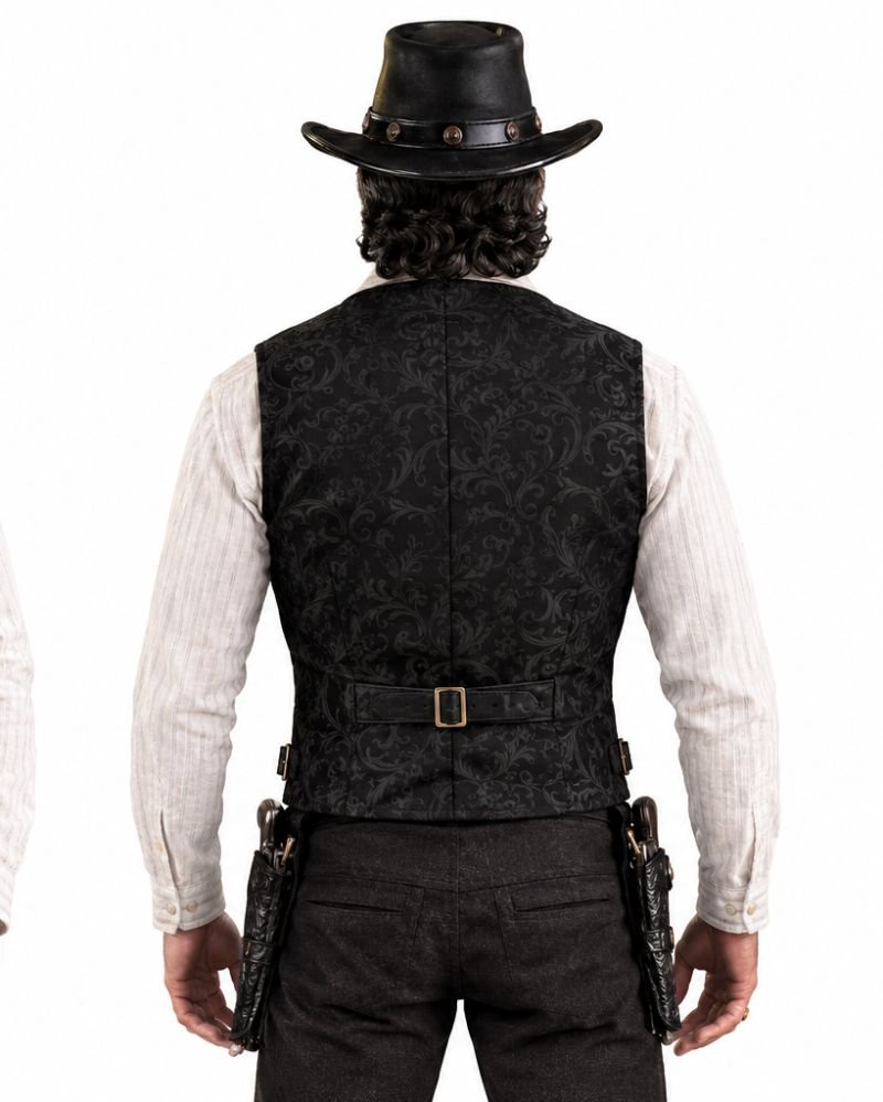 Dutch Van der Linde Black Brocade Coat With Vest