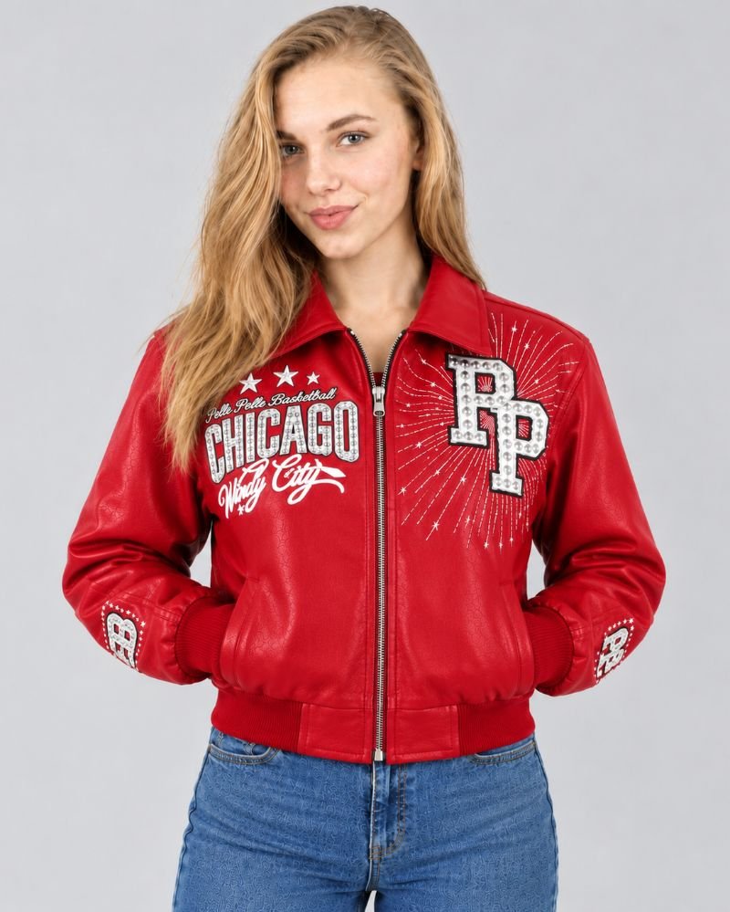 Red Chicago Basketball Jacket Portrait