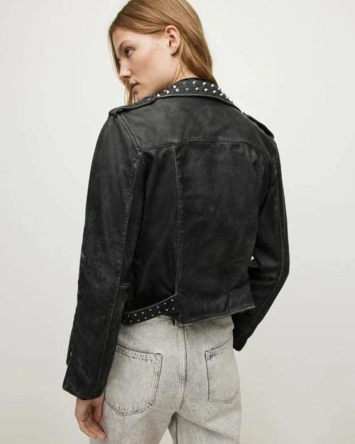 Women Studded Distressed Jacket