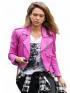 American Actress Jessica Alba Pink Leather Jacket Customer Review