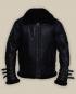 Men Black Biker Shearling Jacket Customer Review