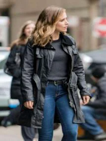 Sophia Bush PD Black Leather Coat