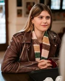 Shop Donata La Dolce Villa 2025 Leather Jacket  Trendy Celebrity Outerwear