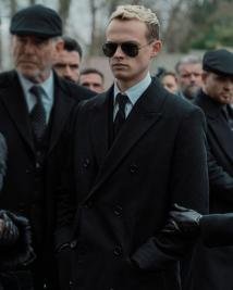 MobLand 2025 Eddie Harrigan Black Wool Coat  Trendy Film-Inspired Outerwear