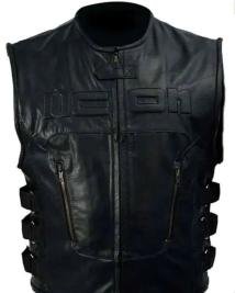 Men’s Black Skull Icon Leather Vest  Rugged & Stylish Outerwear