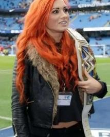 Inspired By WWE Becky Lynch  Stylish Shearling Leather Jacket For Women