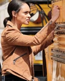 Shooter TV Series Nadine Memphis Jacket  Elegant Brown Leather Style