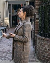 Jenny Slate I Want You Back Checkered Coat  Timeless Celebrity-Inspired Style