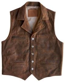 Full Gain Leather Brown Vest For Men