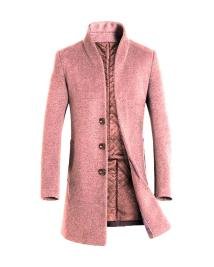 Classic Men’s Long Pink Wool Coat  Trendy Cold Weather Style