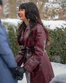 Jameela Jamil A Merry Little Ex-Mas Leather Coat  Women’s Stylish Outerwear