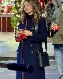 Holland Roden Holiday Touchdown Blue Coat  Celebrity Inspired Winter Wear