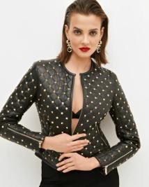 Women's Quilted Gold Studded Jacket 