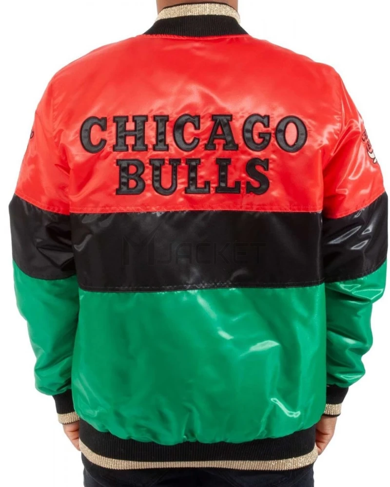 75th Anniversary Chicago Bulls Color Block Satin Jacket - image 2