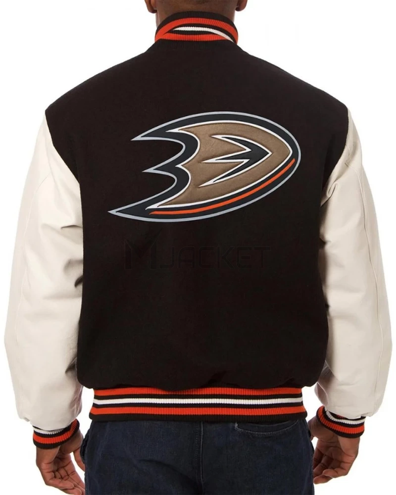 Anaheim Ducks Wool/Leather Varsity Jacket - image 2