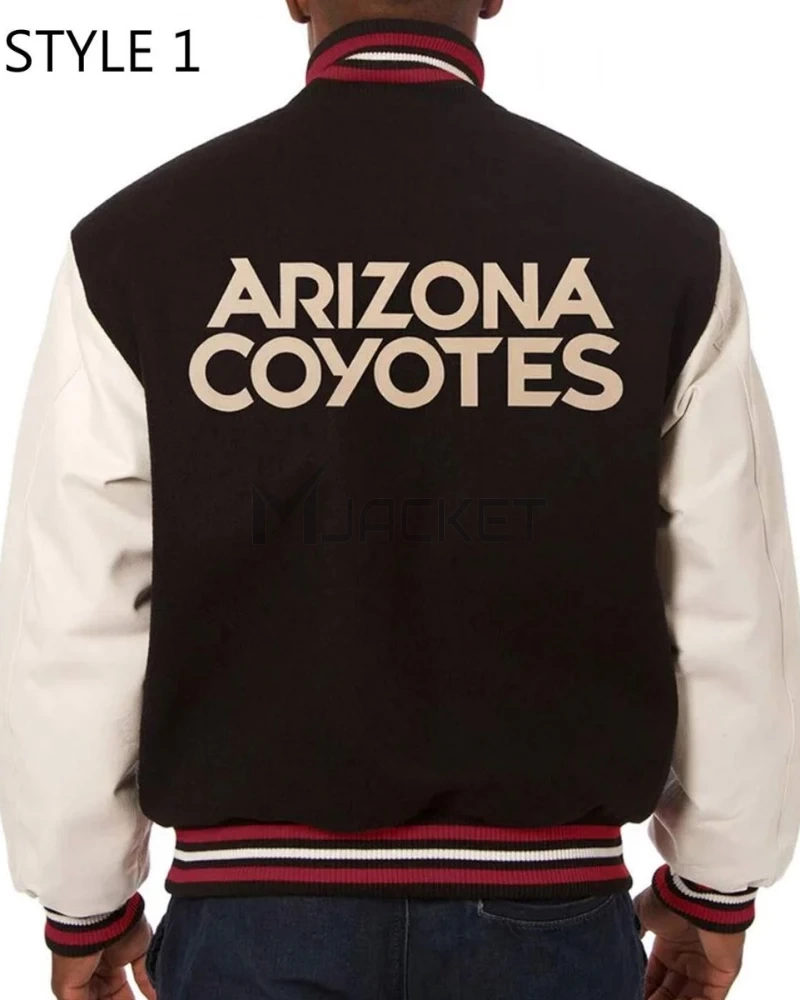 Arizona Coyotes Black and White Varsity Jacket - image 3