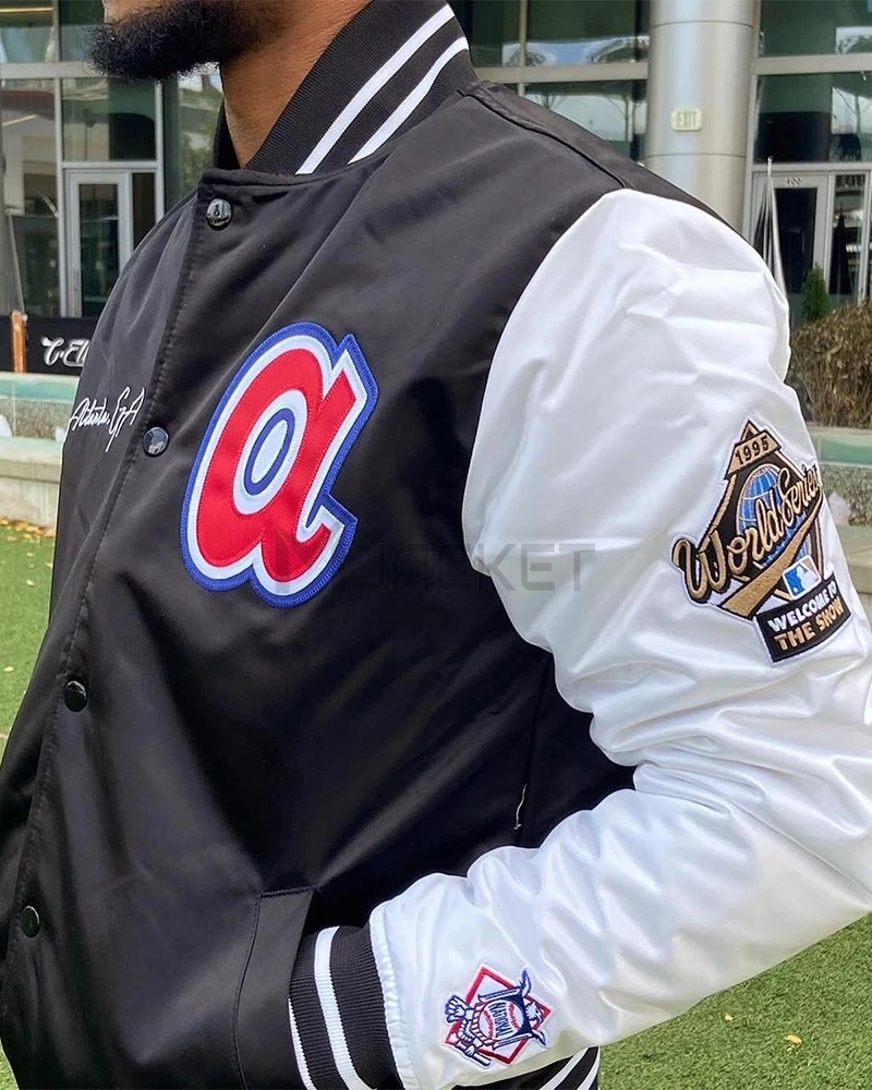 Atlanta Braves White and Black Satin Jacket - image 3