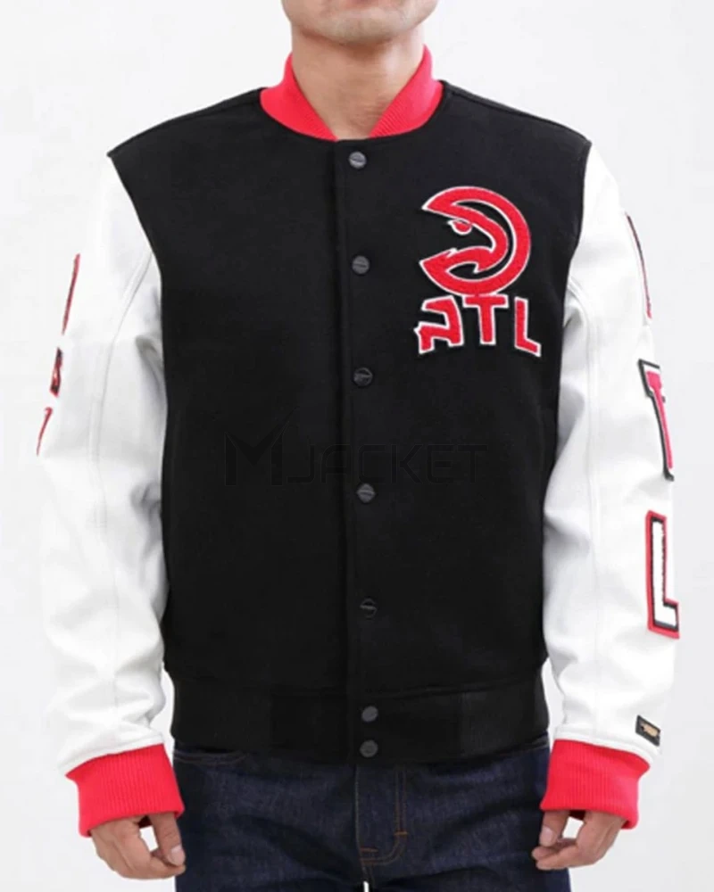 Atlanta Hawks Black and White Letterman Jacket - image 1