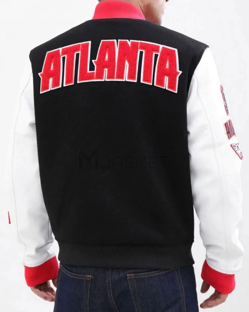 Atlanta Hawks Black and White Letterman Jacket - image 2