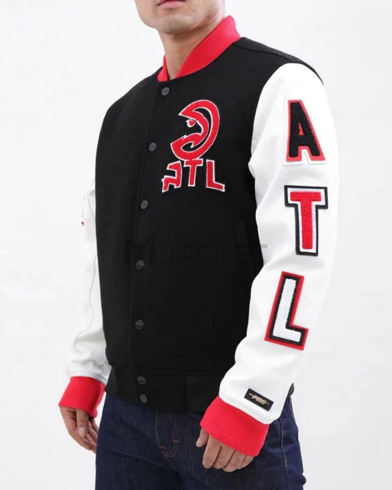 Atlanta Hawks Black and White Letterman Jacket - image 3