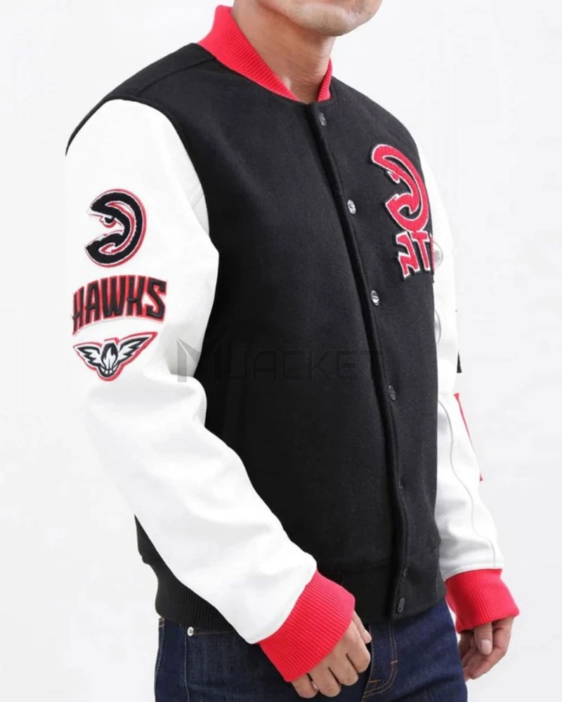 Atlanta Hawks Black and White Letterman Jacket - image 4