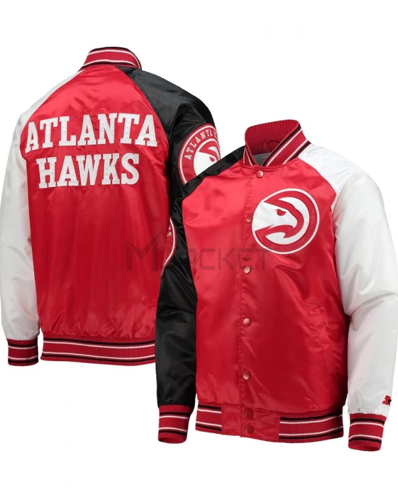 Atlanta Hawks Reliever Raglan Full-Snap Red/Black Jacket - image 3
